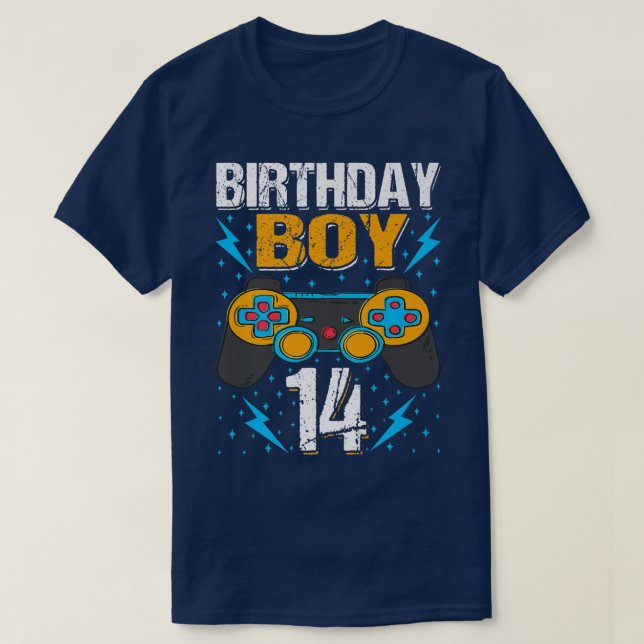 Birthday Boy 14 Video Game Controller Gamer 14th B T-Shirt (Design Front)