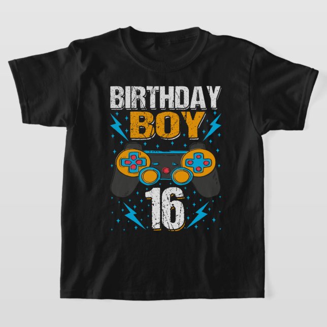 Birthday Boy 16 Video Game Controller Gamer 16th B T-Shirt (Laydown)