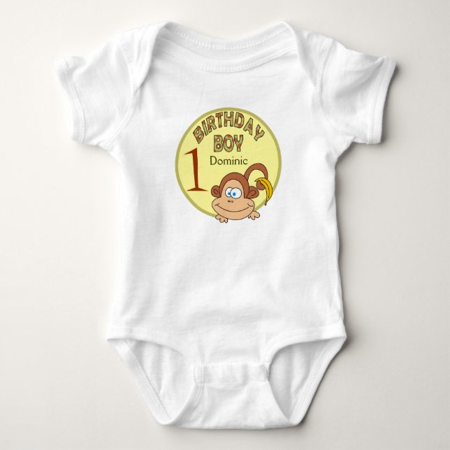 Birthday Boy 1st Birhday Custom Monkey Bodysuit (Front)