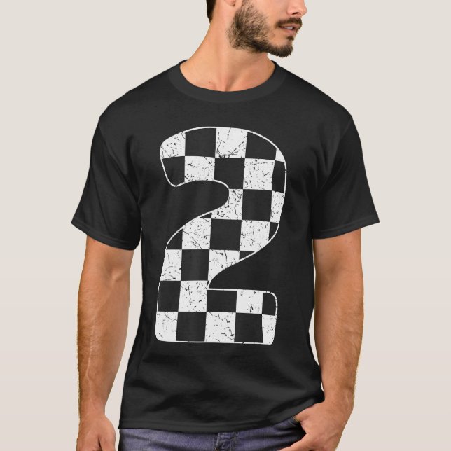 Birthday Boy 2 Two Racing Flag 2nd Birthday Race T T-Shirt (Front)