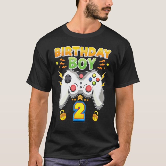 Birthday Boy 2 Years Old 2nd Gamer Video Game Cons T-Shirt (Front)