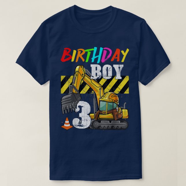 Birthday Boy 3rd Excavator 3 Years Old Constructio T-Shirt (Design Front)