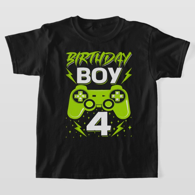 Birthday Boy 4 Video Game Controller Gamer 4th Bir T-Shirt (Laydown)