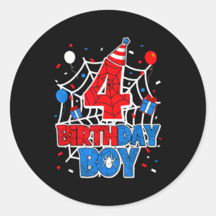 Birthday Boy 4 Year Old Sders 4th Birthday Kids Classic Round Sticker