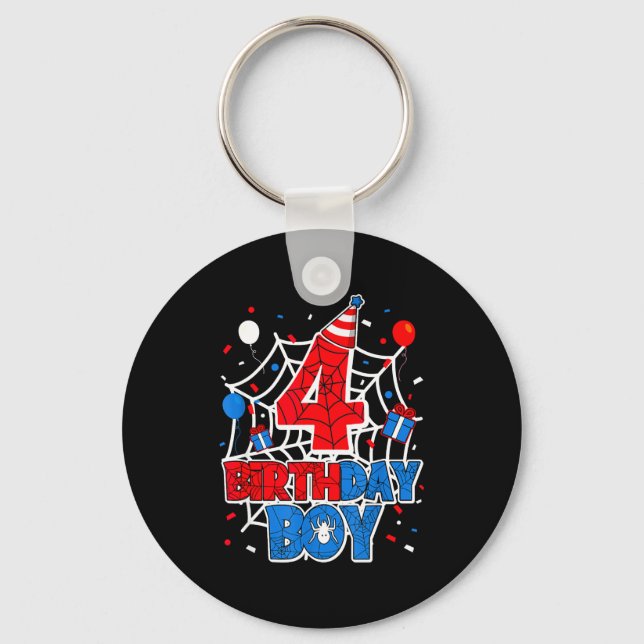Birthday Boy 4 Year Old Sders 4th Birthday Kids  Keychain (Front)