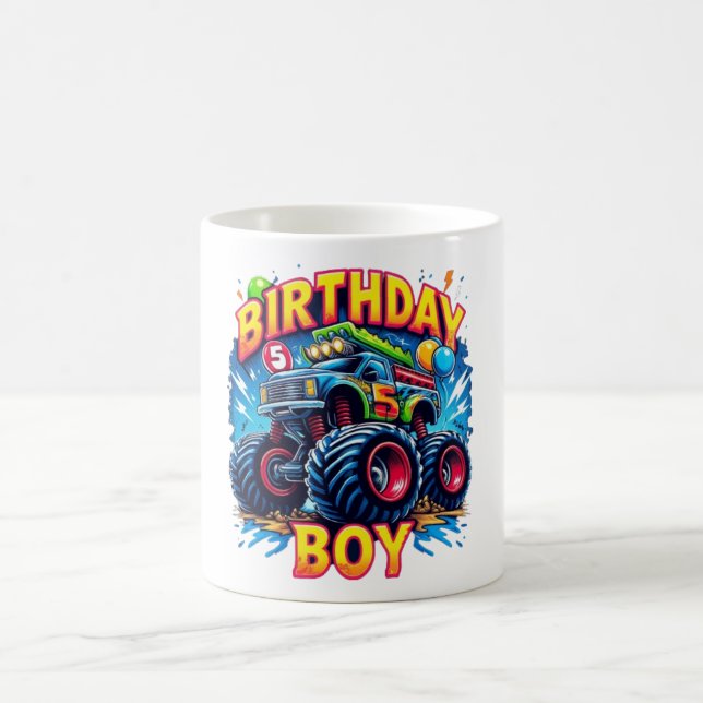 Birthday Boy 5 - Monster Truck Coffee Mug (Center)