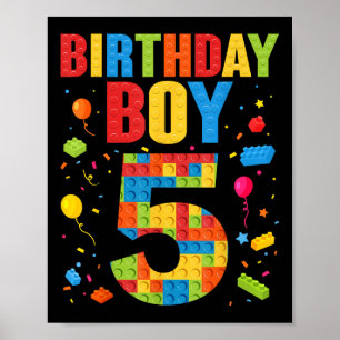 Birthday Boy 5 Year Old Building Blocks 5th Birthd Poster