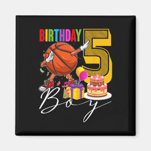 Birthday Boy 5 Years Old Dabbing Bysketbyll Byll 5 Magnet