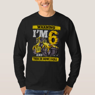Birthday Boy 6 Construction 6th Birthday Roller 6t T-Shirt