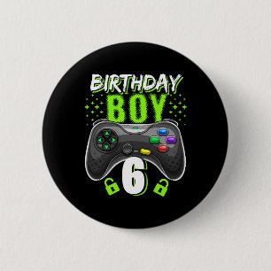 Birthday Boy 6 Video Game Controller Gamer 6th Bir 2 Inch Round Button