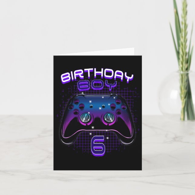 Birthday Boy 6 Video Game Controller Gamer 6th Bir Card (Front)