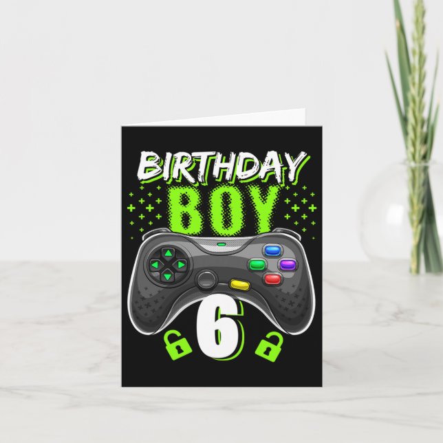 Birthday Boy 6 Video Game Controller Gamer 6th Bir Card (Front)