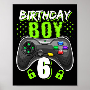 Birthday Boy 6 Video Game Controller Gamer 6th Bir Poster