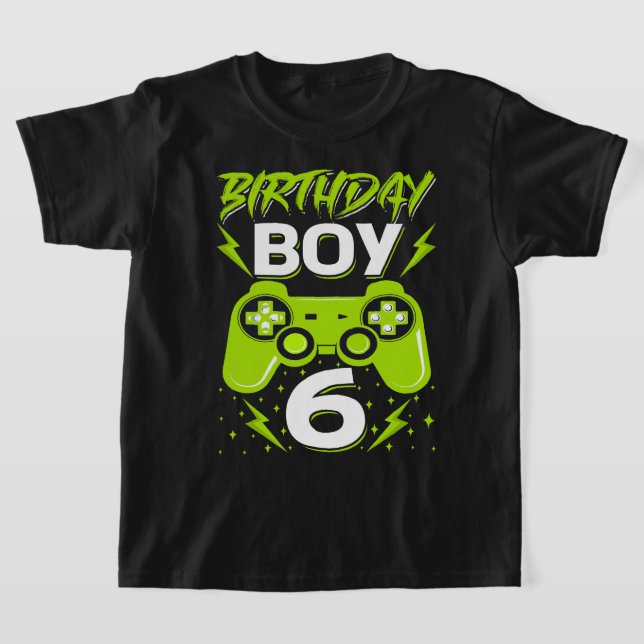 Birthday Boy 6 Video Game Controller Gamer 6th Bir T-Shirt (Laydown)