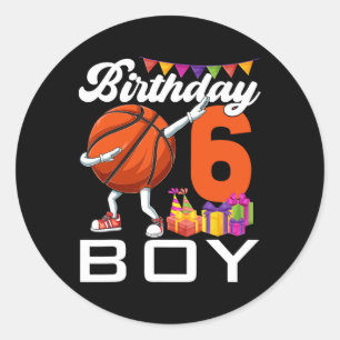 Birthday Boy 6 Years Old Dabbing Bysketbyll Byll 6 Classic Round Sticker