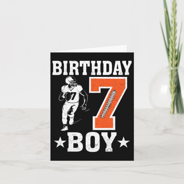Birthday Boy 7 Years Old Football Lover 7th Birthd Card (Front)
