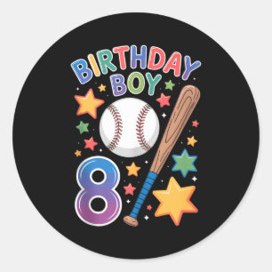 Birthday Boy 8th Birthday Baseball Tank Top Classic Round Sticker