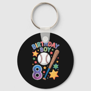 Birthday Boy 8th Birthday Baseball Tank Top Keychain