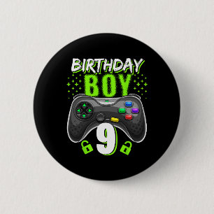 Birthday Boy 9 Video Game Controller Gamer 9th Bir 2 Inch Round Button