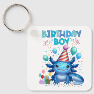 Birthday Boy Axolotl Vibes Cute Party Design Keychain