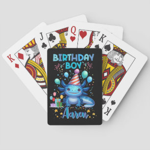 Birthday Boy Axolotl Vibes Cute Party Design Playing Cards