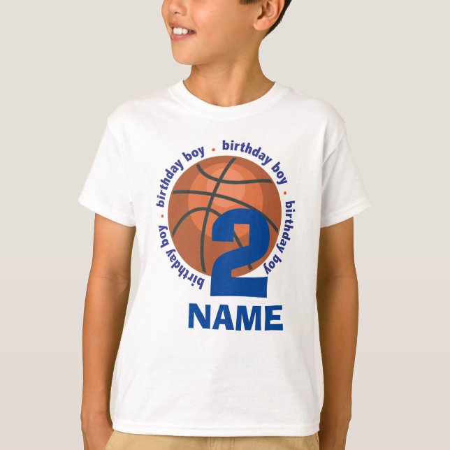birthday boy basketball - customized name and age T-Shirt (Front)