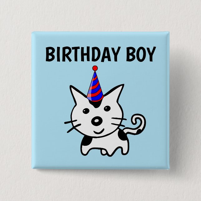 BIRTHDAY BOY CAT BUTTONS (Front)
