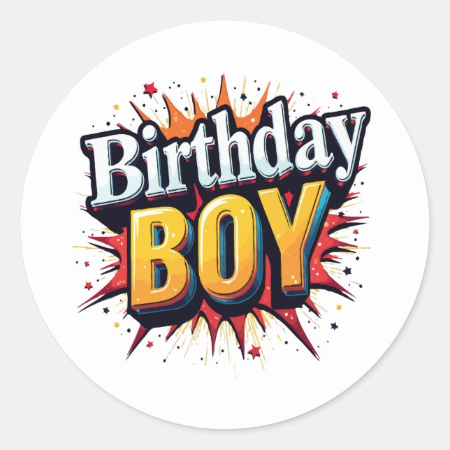 Birthday Boy Classic Round Sticker (Front)