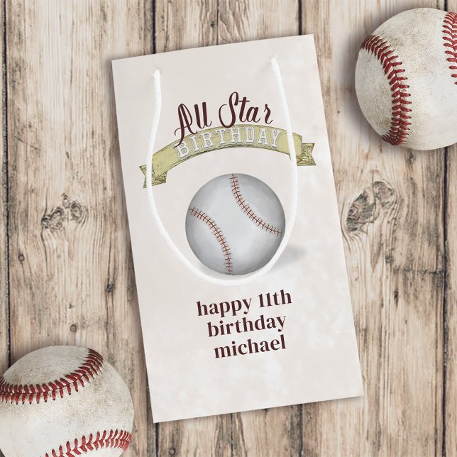 Birthday Boy Custom Vintage Baseball Small Gift Bag (Creator Uploaded)