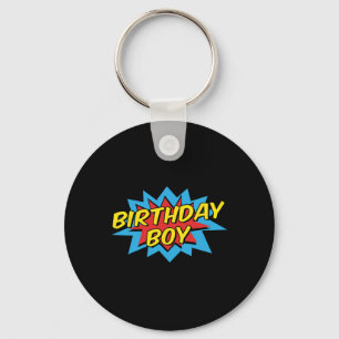 Birthday Boy Cute Kids Superhero Matching Comic Bi Keychain