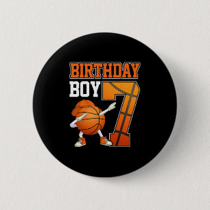 Birthday Boy Dabbing Sketll 7 Years Old 7th Birthd 2 Inch Round Button