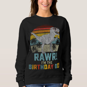 Birthday Boy Dino T Rex Dinosaur Boys Matching Fam Sweatshirt