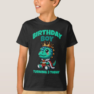 Birthday Boy Dino T-Shirt - Turning 3 Today Custum