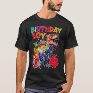 Birthday Boy Dinosaur Rex 4th Birthday 4 Year Old T-Shirt