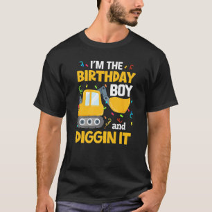 Birthday Boy Excavator  For Kids Construction Truc T-Shirt