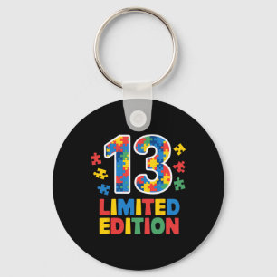 Birthday Boy Girl 13 Year Old Autism Awareness Tee Keychain
