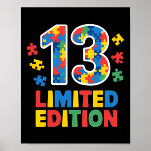 Birthday Boy Girl 13 Year Old Autism Awareness Tee Poster