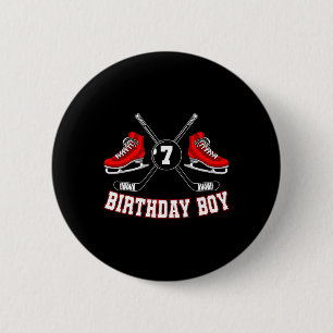 Birthday Boy Ice Hockey Players Stick Puck Defence 2 Inch Round Button