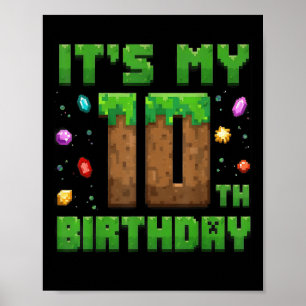 Birthday Boy Its My 10th Birthday Gamer Pixel Numb Poster