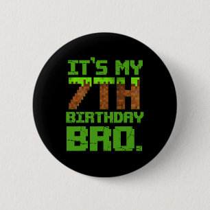 Birthday Boy It's My 7th Birthday Gamer Pixel Numb 2 Inch Round Button