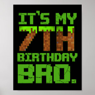 Birthday Boy It's My 7th Birthday Gamer Pixel Numb Poster