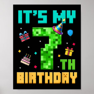 Birthday Boy Its My 7th Birthday Video Game Pixel  Poster