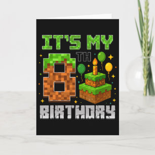 Birthday Boy It's My 8th Birthday Gamer Pixel Boy  Card