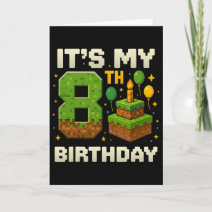 Birthday Boy It's My 8th Birthday Gamer Pixel Boy  Card