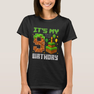 Birthday Boy It's My 9th Birthday Gamer Pixel Boy  T-Shirt