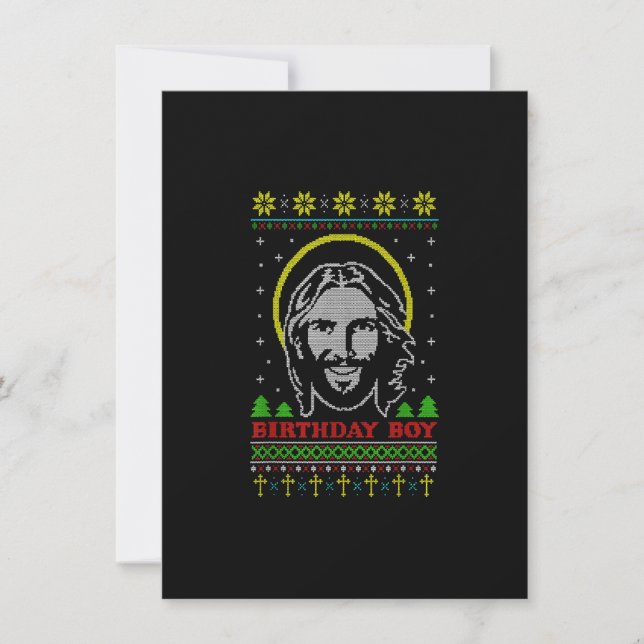 BIRTHDAY BOY JESUS Funny Ugly Christmas pajama fam Invitation (Front)