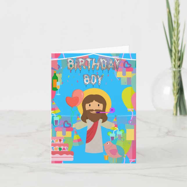 birthday boy jesus xmas holiday card (Front)
