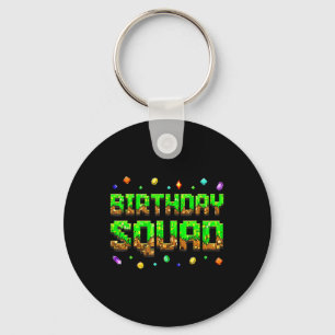 Birthday Boy Kid Birthday Squad Gamer Pixel Family Keychain