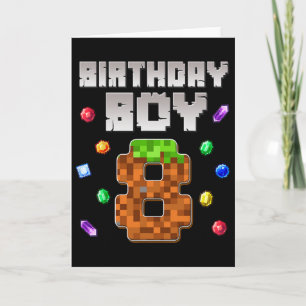 Birthday Boy Kids 8th Birthday 8 Year Old Gamer Pi Card
