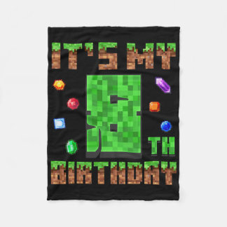 Birthday Boy Kids It's My 8th Birthday Gamer Pixel Fleece Blanket